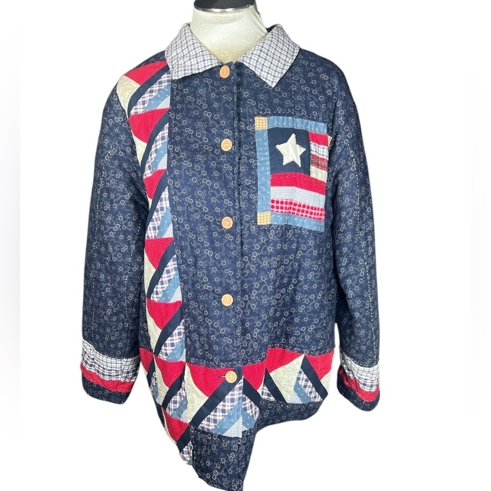 C&F Enterprises vintage reversible American flag quilted jacket women’s M